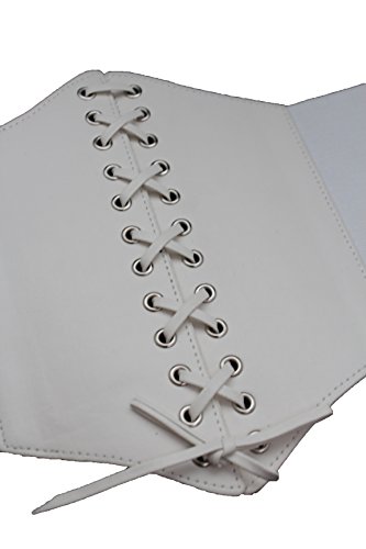 TFJ Women Winter White Elastic Corset Belt High Waist Faux Leather Wide Size M L XL2