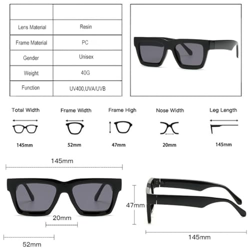 Lunettes de soleil carrées anti-éblouissement UV400 à nuances miroir et mode dégradé - 6