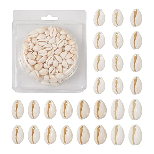 Pandahall About 120PCS/Box naturale Cowrie Spiral Seashell Beads 9 ~ 12 x 10 ~ 16 mm Beach Shell ciondoli perline con fori per gioielli fai da te bricolage