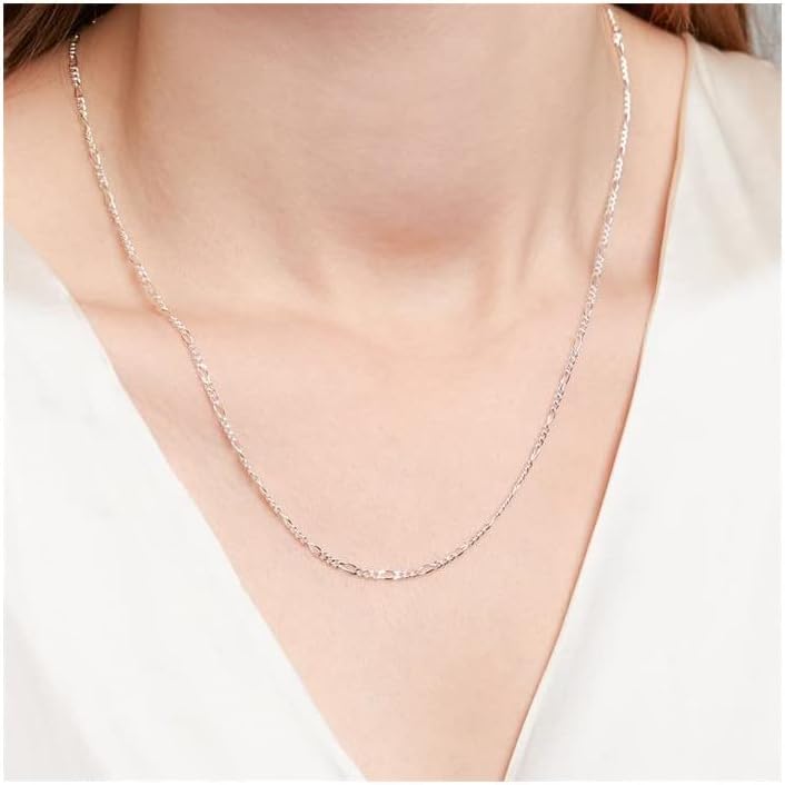 ARGENTO REALE 925 Sterling Silver Figaro Link Chain Necklace - 1.5MM 2MM Silver Figaro Link Necklace for Pendants Women 18-30 - Image 3