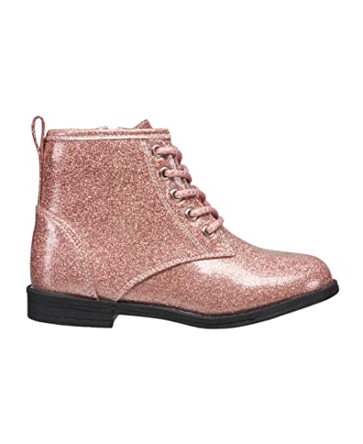 Lucky Brand Girl's Kristen Cute Fashion Glitter Ankle Combat Boot With Side Zipper In Rose Gold Size: 2 Little Kid #TOP2