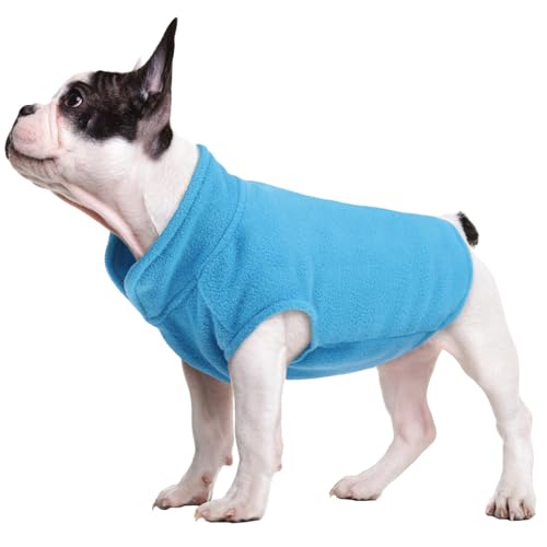 FUAMEY Chaleco de forro polar para perro, suéter cálido, elástico, abrigo de perro, chaqueta de invierno con agujero para correa, ropa de perrito, para perros y gatos pequeños y medianos