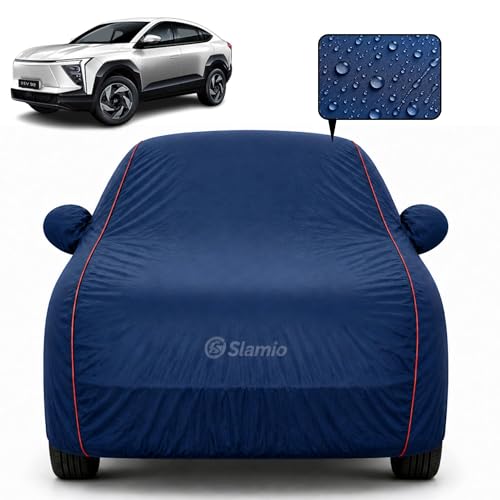 Image of Premium 100% Waterproof Car Cover for Mahindra XEV 9S Model All-Weather, UV & Dust Protection | Heavy-Duty 3-Layer Fabric | Custom Fit with Mirror & Antenna Pockets | Navy Blue