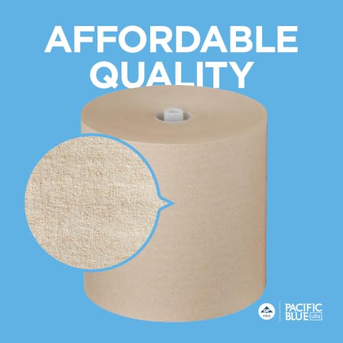 Image of Georgia-Pacific Pacific Blue Ultra 8 inch High-Capacity Recycled Paper Towel Rolls by GP PRO (Georgia-Pacific); Brown; 26496; 1;150 Linear Feet Per Roll; 3 Rolls Per Case