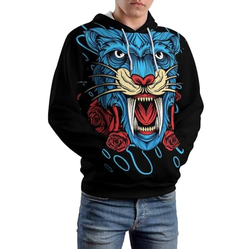 Sweat à Capuche Fleur De Léopard Bleue idéal en ville