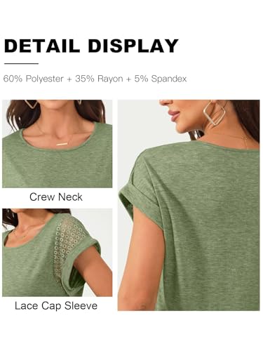 Image of Bliwov Womens Tops Lace Cap Sleeve T Shirts,Cute Trendy Casual,Beach Vacation Outfits,Summer Spring Fashion Clothes