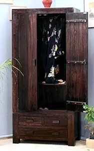 Mp Wood Furniture Sheesham Solid Wood Romeo Storage Wardrobe for Bedroom
