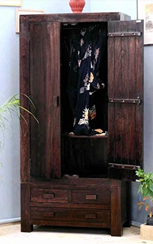 Image of Sheesham Solid Wood Romeo Storage Wardrobe for Bedroom