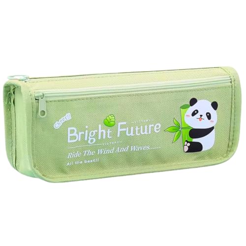 Estojo Escolar Pequeno Feminino Masculino Unissex Estampas Divertidas Ideal para Meninas e Meninos Organizador Lápis Canetinhas Canetas Material para Escola Poliéster (Verde)