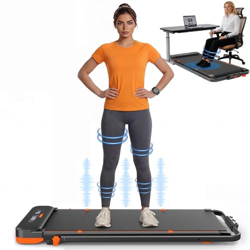 Laufband für Zuhause mit 5 Reha & 5 Vibrationsstufen, 6 in 1 Klappbares Walking Pad, 7% Steigung, 2,5 PS Motor (<40 dB), 1-10km/h Laufband Schreibtisch, Smart App, Fernbedienung, LED Anzeige,136Kg
