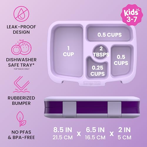 Image of Bentgo Kids Prints Leak-Proof, 5-Compartment Bento-Style Kids Lunch Box - Ideal Portion Sizes for Ages 3-7, Durable, Drop-Proof, Dishwasher Safe, & PFAS & BPA-Free Materials (Unicorn)