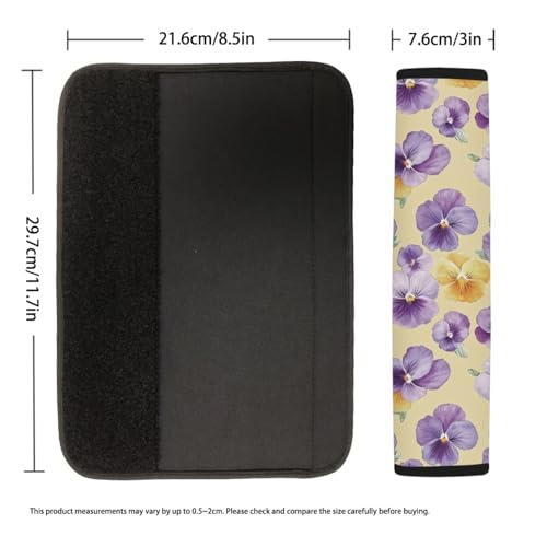 Image of AFPANQZ Purple Flowers Car Seat Belt Pads Cover Universal Fit Vehicle Seat Belt Comfort Shoulder Pads for Adults Children Seat Cushion Shoulder Straps Cushion for Bags