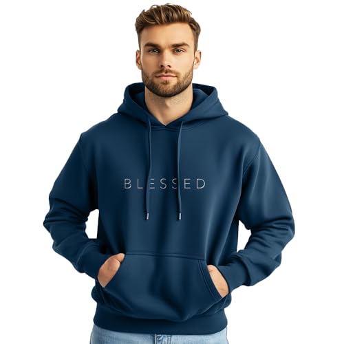 Image of Nobero Printed Hoodies for Man | 280 GSM Rich Cotton Fleece Hooded Full Sleeve Sweatshirt for Man | Stylish Casual Wear Winter Hoodies for Men