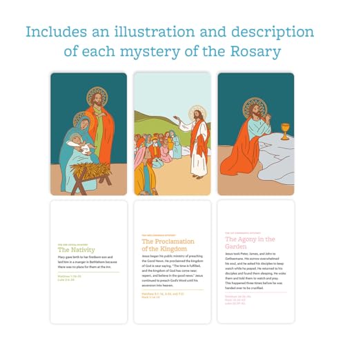 How to Pray the Rosary Cards - 27 Catholic Prayers Cards with 1.5" Metal Ring - Vibrant Colors, 2.5" x 4" Religious Cards - Ideal Rosary Gift for Children and Adults3