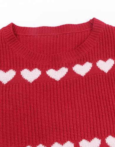 Image of Women's Pullover Sweaters Cute Multi-Hearts Knitted Casual Sweater