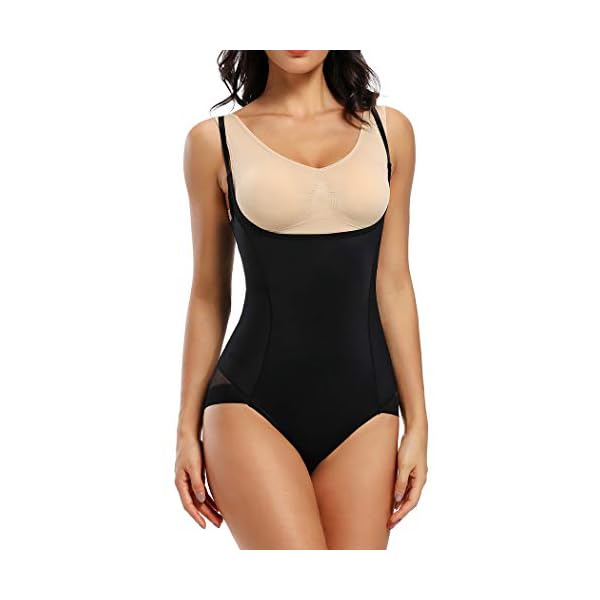 Shapewear-Bodysuit-for-Women-Tummy-Control-Full-Body-Shaper-Open-Bust-Waist-Trainer-Bodysuit JOYSHAPER Shapewear Bodysuit for Women Tummy Control Full Body Shaper Open Bust Waist Trainer Bodysuit (Black (Mesh Butt), Medium)