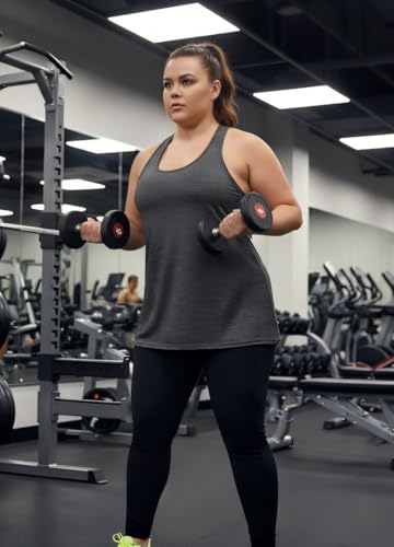 Image of ForHailey Women's Plus Size Cross Back Workout Tank Tops Athletic Shirts