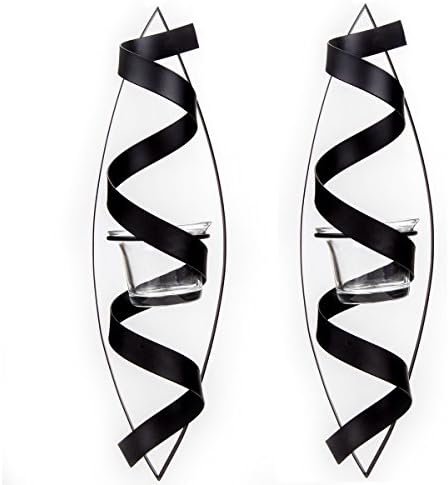 Lily‘s Home Black Metal Candle Holders,Set of 2 - Decorative Wall...