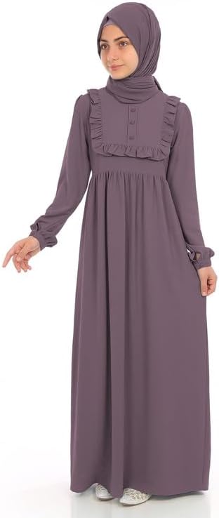 � Abaya for Young Girls Age Below 14 Years | Kids Abaya with Ruffled Design over chest | Baby Girl Burqa Design (MC-KRFL001)