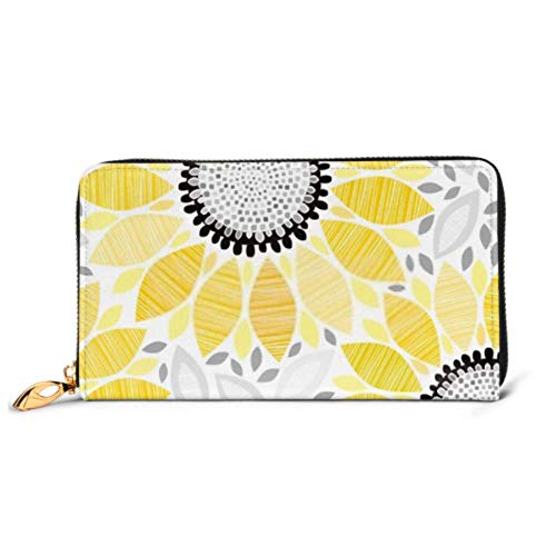 Preisvergleich Produktbild JHGFG Mode Handtasche Reißverschluss Brieftasche Nahtloses Muster Sonnenblumen Abstrakter Blumenhintergrund Telefon Kupplung Geldbörse Abendkupplung Blockieren Leder Brieftasche Mult