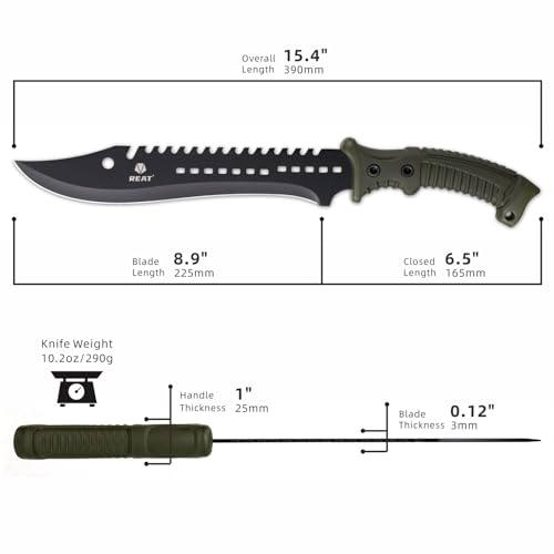 Image of REAT Machete Knife with Shaeth,15 inch Lightweight Garden Tools Knife,Ergonomic No-Slip Handle, Machetes for Bushcraft, Outdoor Hunting, Garden Cutting Trees and Yard Work