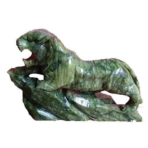 Figurine Tigre en Jade du Sud statuette en pierre naturelle sculpture asiatique