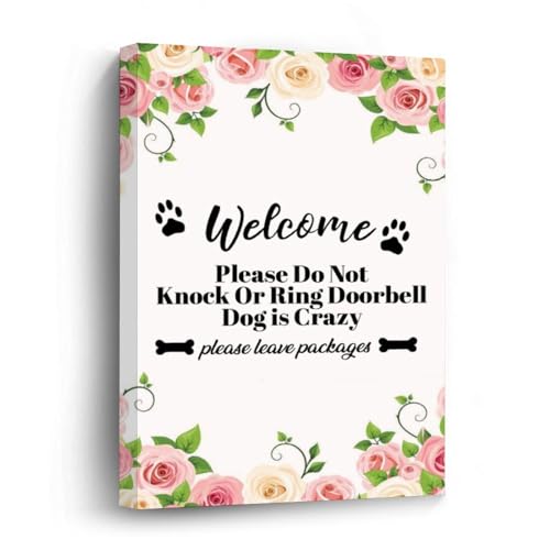 Toile Welcome Do Not Knock idéale pour une entrée de maison paisible sans aboiement