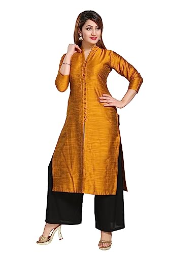 Image of DREAM & DZIRE Women's Silk Blue Straight Kurti for All Plus Size and Small Size