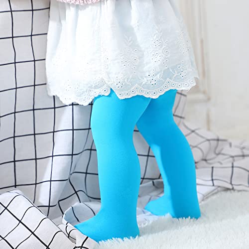 Zando Girls Ballet Tights For Toddler Girls Footed Dance Stockings For Girls Ultra-Soft School Uniform Tights Kids Stretchy Socks For Toddler Girls Leggings For Baby Girls Blue Tights 6-9 Years #TOP3