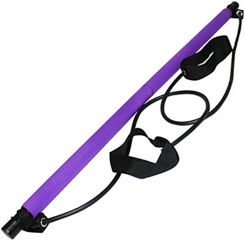 Portable Pilates Bar Kit W/Resistance Band Adjustable Exercise Stick Toning Gym (Purple)