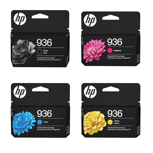 Image of HP 936 Black, 936 Cyan, 936 Yellow and 936 Magenta Ink Cartridge 4 Pack Bundle | Works with OfficeJet 9120, OfficeJet Pro 9110, 9120, 9130 Series, Wide Format 9730.