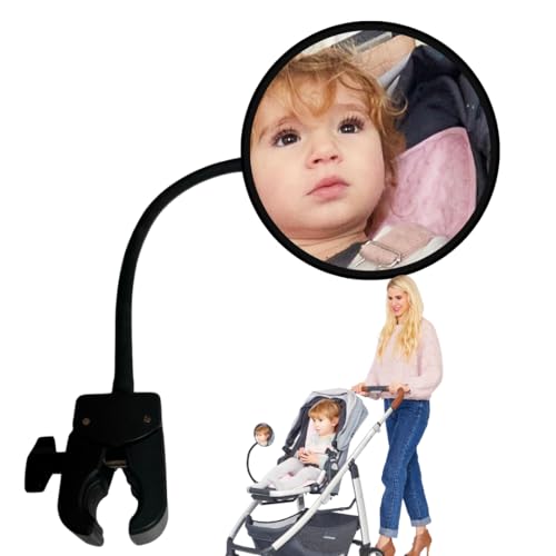 Pramglam Original Stroller Mirror- See Baby's Face on Walks. Rear View Mirror for Prams and Strollers. Easy Connection. Universal Stroller Accessory for Safety and Connection.