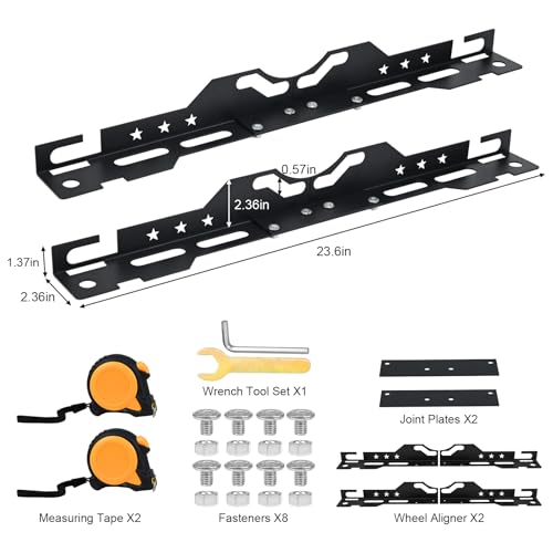 Image of Wheel Alignment Tool Kit - Front End Alignment Tool with 2 Measuring Tapes, Automotive Alignments Plates, Easy-to-Use Toe Alignments for Home and Car Maintenance