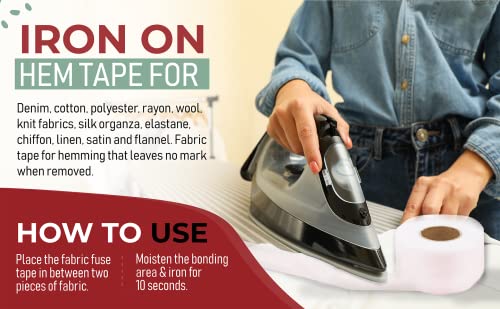 Mandala Crafts Hem Tape - Iron On Hemming Tape For Pants – 1 Inch 27X 2 Yards No Sew Adhesive Fusing Tape For Fabric Fusion Curtains Pants Clothes #TOP6