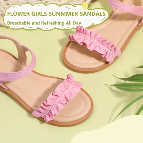 Image of PANDANINJIA Girls Sandals, Open Toe Cute Bow Princess Girls Flats, Sparkly Summer Dress Shoes Sandals for Toddler /Little Kid /Big Kid