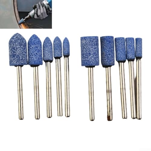 Lot de 10 fraises rotatives en céramique - Tige de 2,9 mm - Têtes de meulage haute dureté pour le polissage du métal et du bois de jade - Accessoires de bricolage