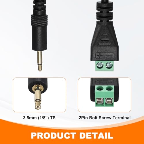 Cable de audio mono Jack 3.5mm a terminal AV 2 pines, pack de 4 miniatura 4