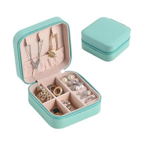 EXUBERTREE Joyero de viaje, organizador de joyas de viaje para anillos, aretes, collares, pulseras, joyeros de viaje para mujeres (3.9 x 3.9 x 1.96 pulgadas)