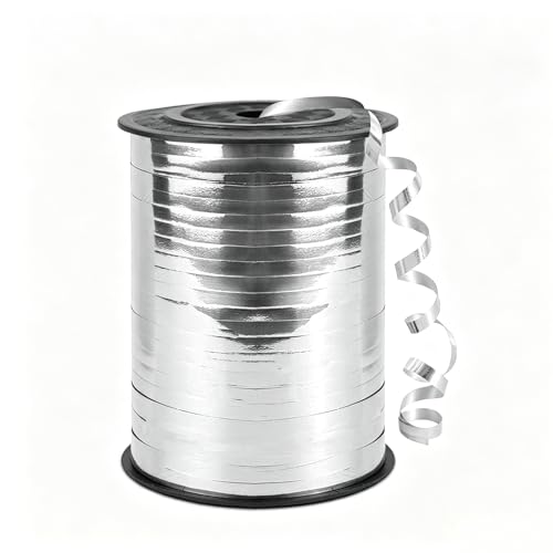500 Yard Bright Silver Balloon String 1/5 Ribbon Curling for Gift Wrapping Balloon Ribbon Birthday Party Festival Florist Flowers Decoratio Art Craft