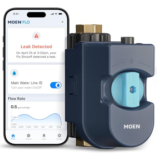 Moen Flo Shutoff, 3/4" Automatic Water Leak Detector & Shutoff, 900-001 | Automatic Shutoff, Leak Detection, MicroLeak Tests, Monitors Flow, Pressure, Wi-Fi App Control10