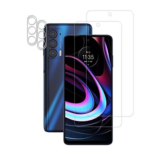 HKKAIS [2+2 Pack] Glass Screen Protector Compatible for Motorola Moto Edge 2021 / Moto Edge 5G UW 2021 Tempered Glass Camera Lens Protector