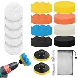 URAQT Kit 17 Pezzi di Lucidatura Auto, 80mm Tamponi per Lucidatura Auto,Tamponi Lucidaturas Lana Spugna con M10 Adattatore Trapano e Adattatore Esagonale,Disco per Lucidaturas Autos per Pulizia,Cerare