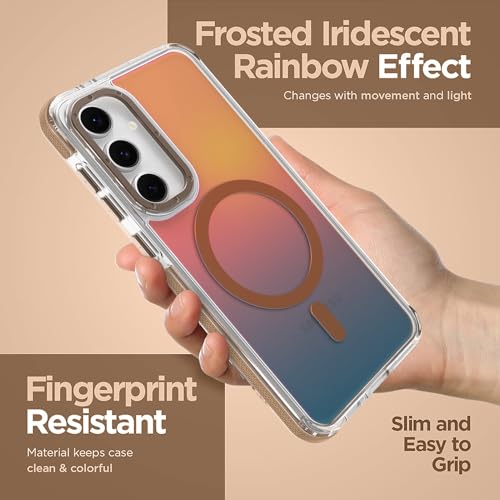 Image of Magnetic Case for Samsung Galaxy S24 FE [Compatible with Magsafe] [Cute Fashion Fluorescent Design] [1 Screen Protector] Slim Translucent Matte Case for Galaxy S24 FE 6.7 inch, Desert