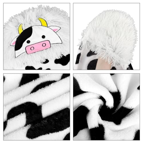 cobertor animal com capuz | Cobertor fofo com capuz de flanela vestível de vaca para mulheres,Cobert