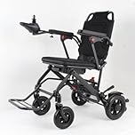 Electric Wheelchair Motorized Fold Foldable Power Wheel Chair, Lightweight Folding Carry Electric Wheelchair, Cadre enAluminium,Coussinets Souples Amovibles,Navigabilité des Aéronefs Single Control