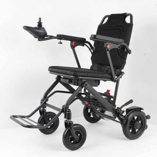 Silla de ruedas eléctrica plegable para adultos, ligera movilidad todo terreno con almohadillas suaves desmontables, ideal para viajes y uso diario