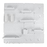 Cocoarm Stecktafel-Kombinationsset, ABS-Stecktafel-Set Zur Wandmontage, 21 X 21 Cm und 42 X Cm, ohne Bohren, Wand-Organizer mit Regalen und Haken für Küche, Badezimmer, Garage, Büro (Satz 8)
