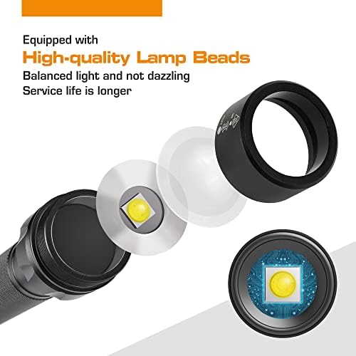 EVERBRITE LED Torches Zoomable 2 Pack, Aluminum Alloy Torch Camping Light with Belt Clip, 3 Modes Powerful Flashlight Torch 150LM for Outdoor Lighting Hiking