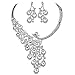 Janefashions Peacock Clear White Austrian Rhinestone Crystal Bib Statement Necklace Earrings Jewelry Set Party Bridal Wedding Silver N1391