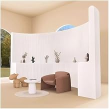 Room Dividers Folding Privacy Screen Partition Indoor Room Divider with Storage Shelves, Thickened Paper Panel Screen for Home and OfficeWhite,45mx2m